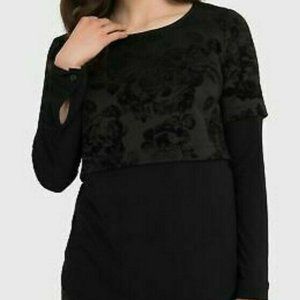Joseph Ribkoff Black Cropped Floral Layered 194584